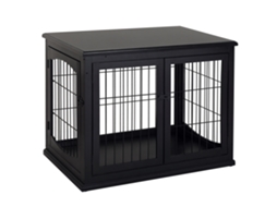 Gaiola Dog, Pets, Móveis, Gaiola de Madeira Interna, Mdf, Classe E1, 3 Portas Trancáveis, Máximo 30 Kg, Escura. 81l X 58w X 66h Cm Preto Ge