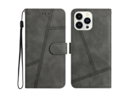 Capa Para Iphone 15 Pro Max Pele Sintética Cinzento