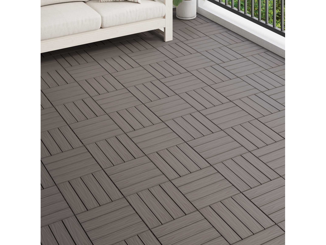 Vidaxl Telha De Deck Design 3d 11 Pcs Marrom Escuro 30 X 30 Cm Wpc