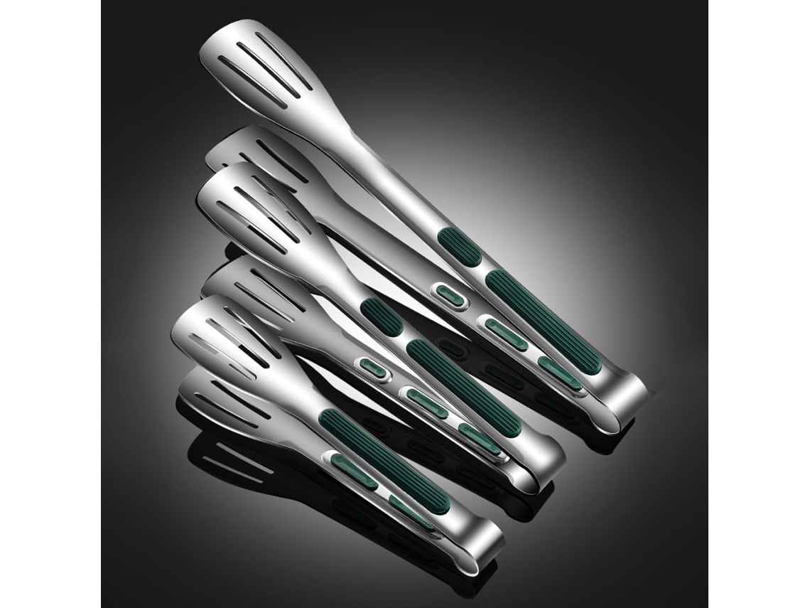 Conjunto De 3 Pinças Aço Inoxidável Para Churrasco E Confeitaria, Verde