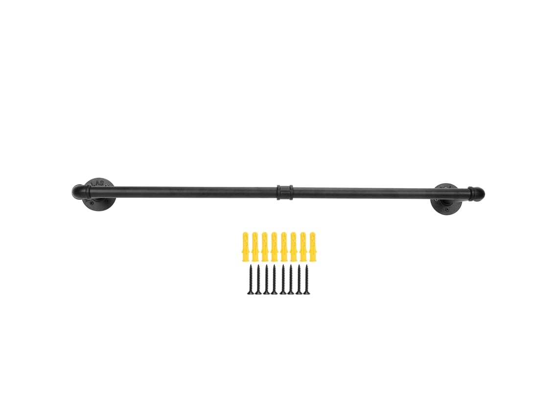 Prateleira Industrial de Roupas de Tubo 92cm Parede Apoio Pesado Preto