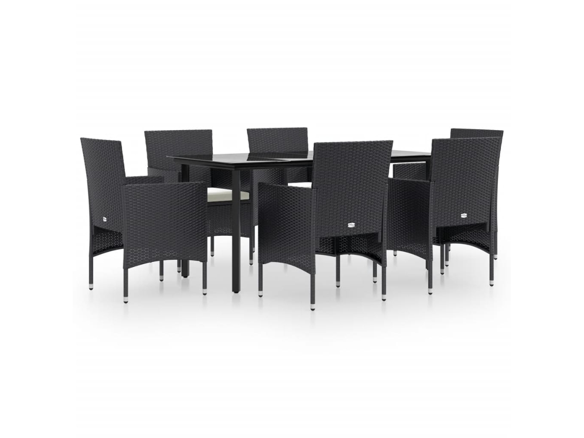 Garden Dining Set, Garden Dining Sets Vidaxl Preto Rattan / Vime (160 Cm Table Length)