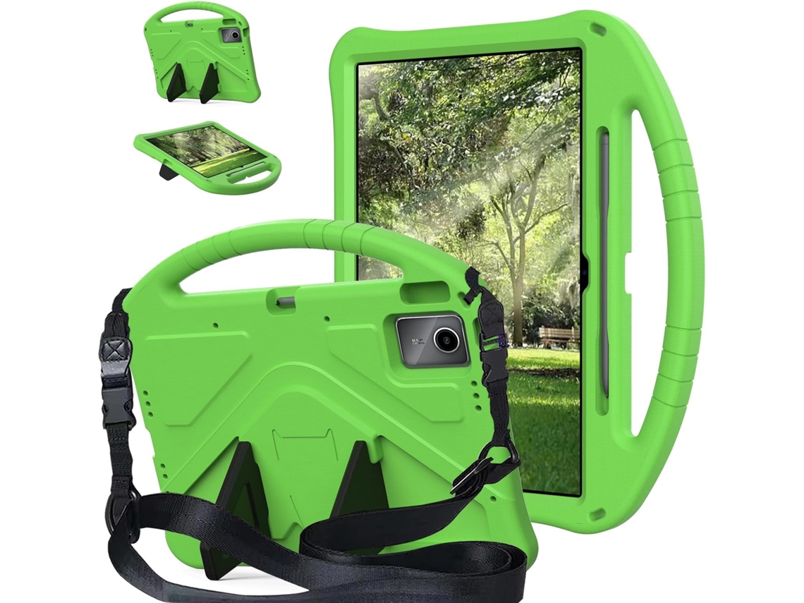 Capa Para Lenovo Idea Tab Plus 12.1“ (2025) Para Criança Leve Em Eva, À Prova De Choque, Com Pega E Suporte.alça De Ombro Verde Hexinyigjly