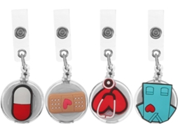 Conjunto De 4 Porta- Crachás Multifuncionais Com Clipes Retráteis, Em Liga De Alumínio E Fivelas De Acrílico
