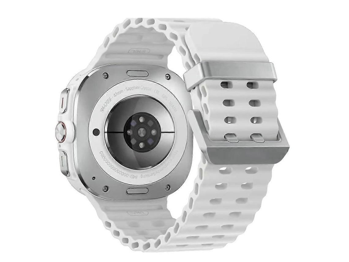 Pulseira De Silicone Ocean Com Fivela Dupla Prateada Para Samsung Galaxy Watch Ultra 47mm