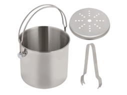 Nova Line cesto de Gelo de Aço Inoxidável 2l Portátil com Pinça para Bar e Cozinha Festas Piqueniques