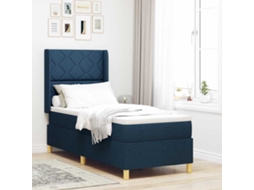 Vidaxl Cama Box Com Fitas Led Com Cabeceira Azul 80 X 200 Cm Tecido