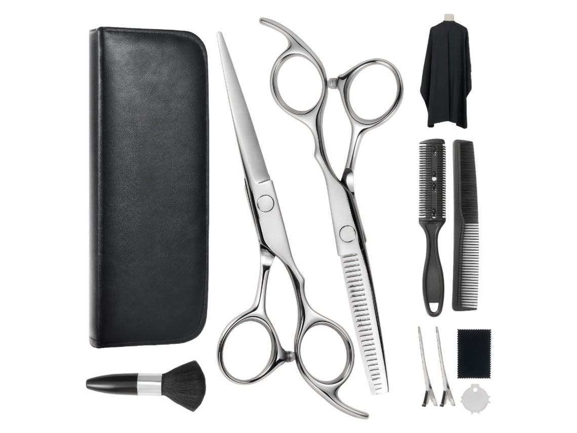 Kit De Tesoura De Corte Cabelo, 11pcs Ferramenta Profissional Para Corte De Cabelo, Para Cabeleireiros Ou Uso Doméstico (prateada) Cuich