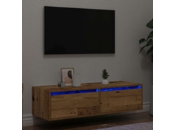 Vidaxl Móvel De Tv Com Luzes Led 100x35,5x25 Cm Madeira Velha