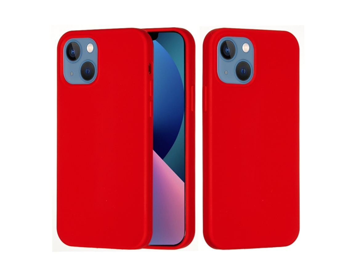 Capa De Silicone Para Iphone 14 Plus - Cor Sólida, Proteção Fina E Antiaderente - Vermelha