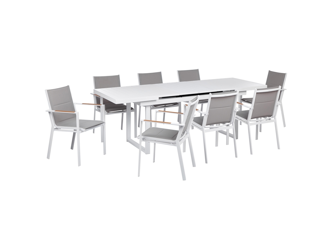Conjunto De Refeição De Jardim Para 8 Pessoas Beliani Valcanetto/busseto De Alumínio Cinzento 110x110x74