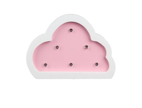Castiçal de Madeira Infantil Nuage Tom e Zoe Rosa Suave Led 12x3x9 Cm