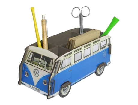 Suporte Para Canetas Volkswagen Combi Retro 6 Compartimentos Madeira Reciclada Werkhaus