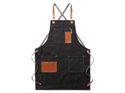 Avental de cozinha PU, com múltiplos bolsos, preto, para restaurante S/MARCA