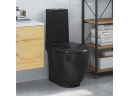 Vidaxl Sanita Wc Redonda Cerâmica C/ Descarga Água Inferior Preto