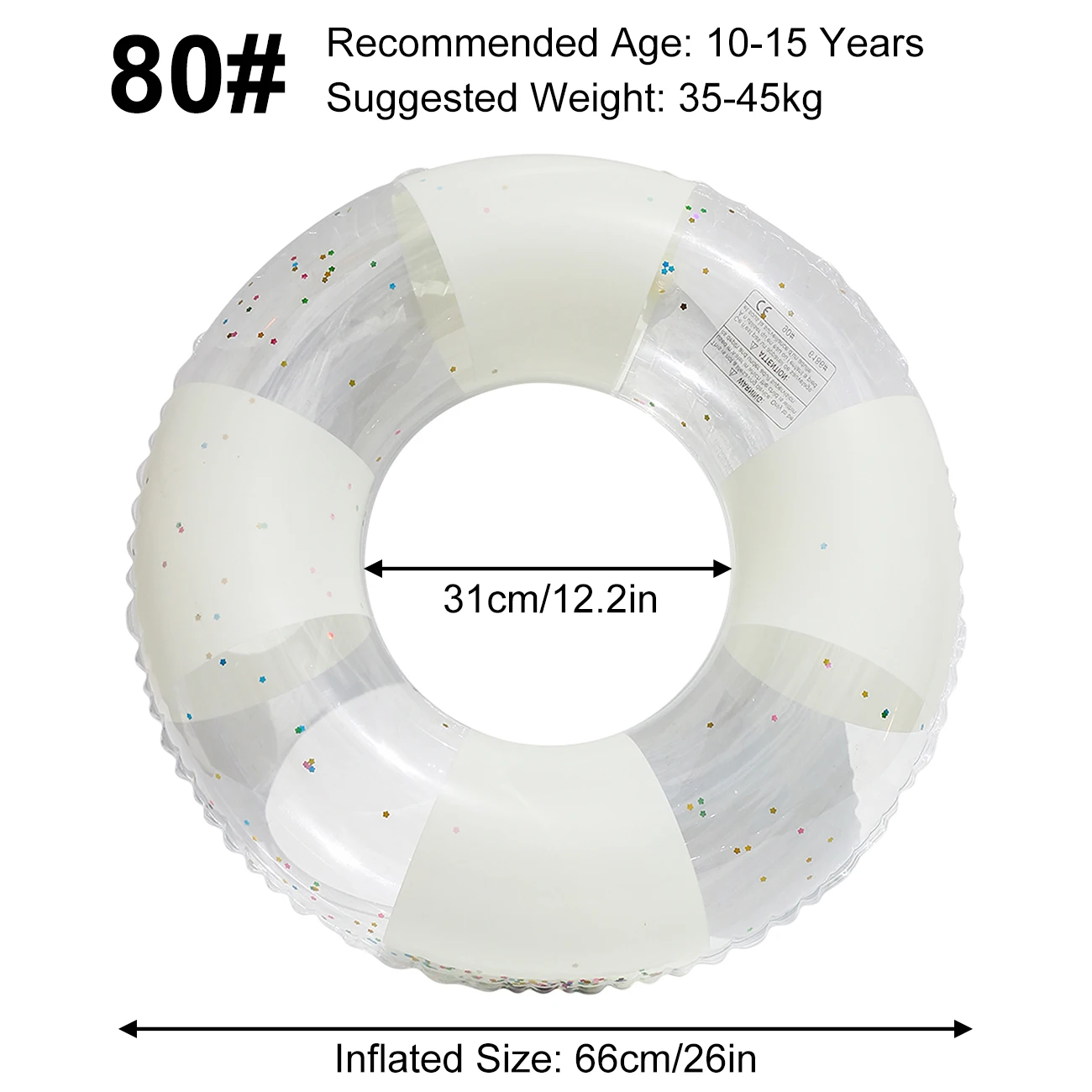 Boia Inflável Grande Listrada Branca Para Adultos (80 Cm), Boia Gigante Premium Listrada Para Água.