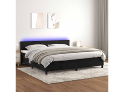 Vidaxl Cama Box Spring C/ Colchão/led 200x200 Cm Veludo Preto