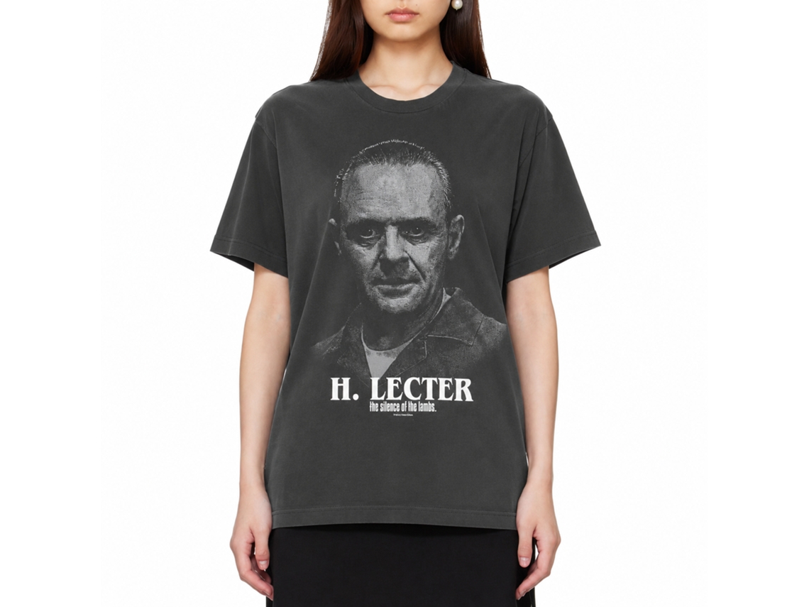Rockinstone Silence Of The Lambs Movie Silence H Lecter Portrait Solid Smoke Adult T-shirt Size:xxxl