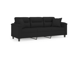 Maison Exclusive - Sofá 3 Lugares C/ Almofadas 180 Cm Microfibra Preto