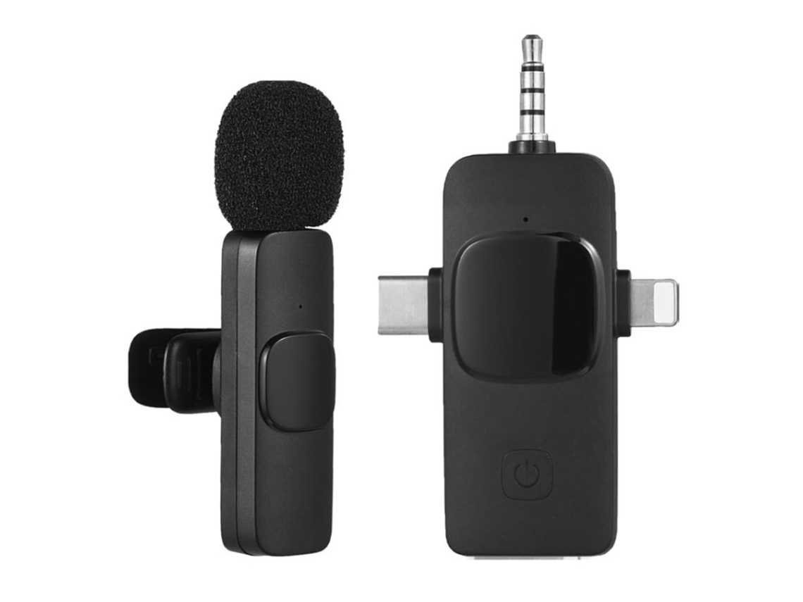 Microfones De Lapela Sem Fio 2 Em 1 Para Iphone/ Android Aquaforge