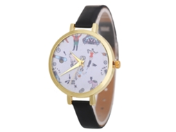 Relógio de Pulso Feminino Casual Simples Quartzo Analógico Pulseira Pu Presente (preto)