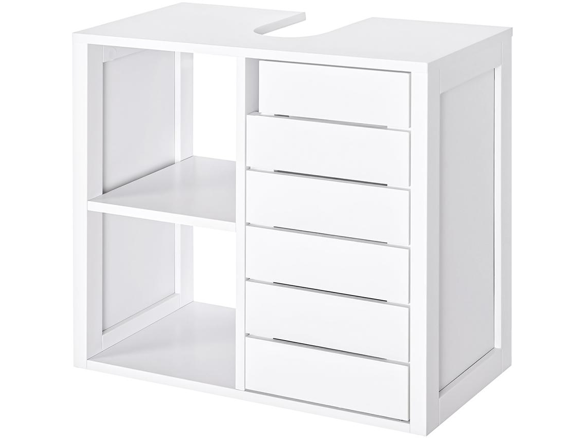 Móvel para Lavatório Pousar Mdf Cor Branco 60x30x54 cm Kleankin
