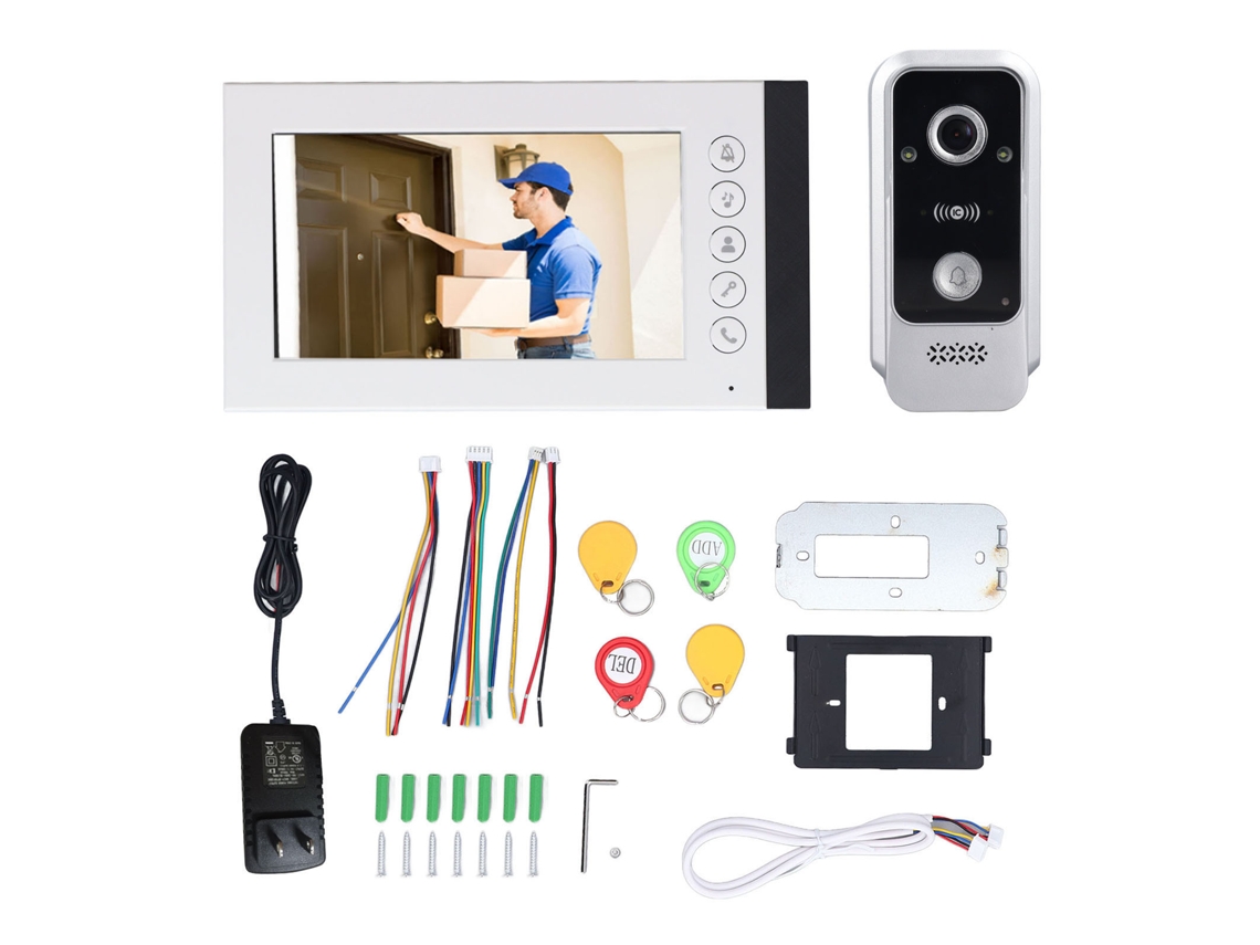 Campainha De Vídeo (ecrã Táctil Hd De 7 Polegadas, Desbloqueio Por Cartão Ic)