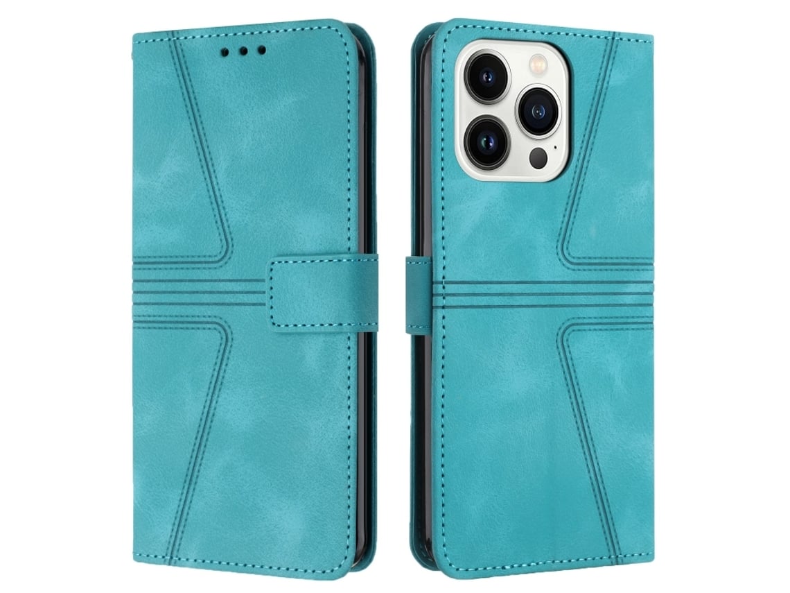 Capa De Couro Para Iphone 15 Pro - Triangular - Cor Sólida