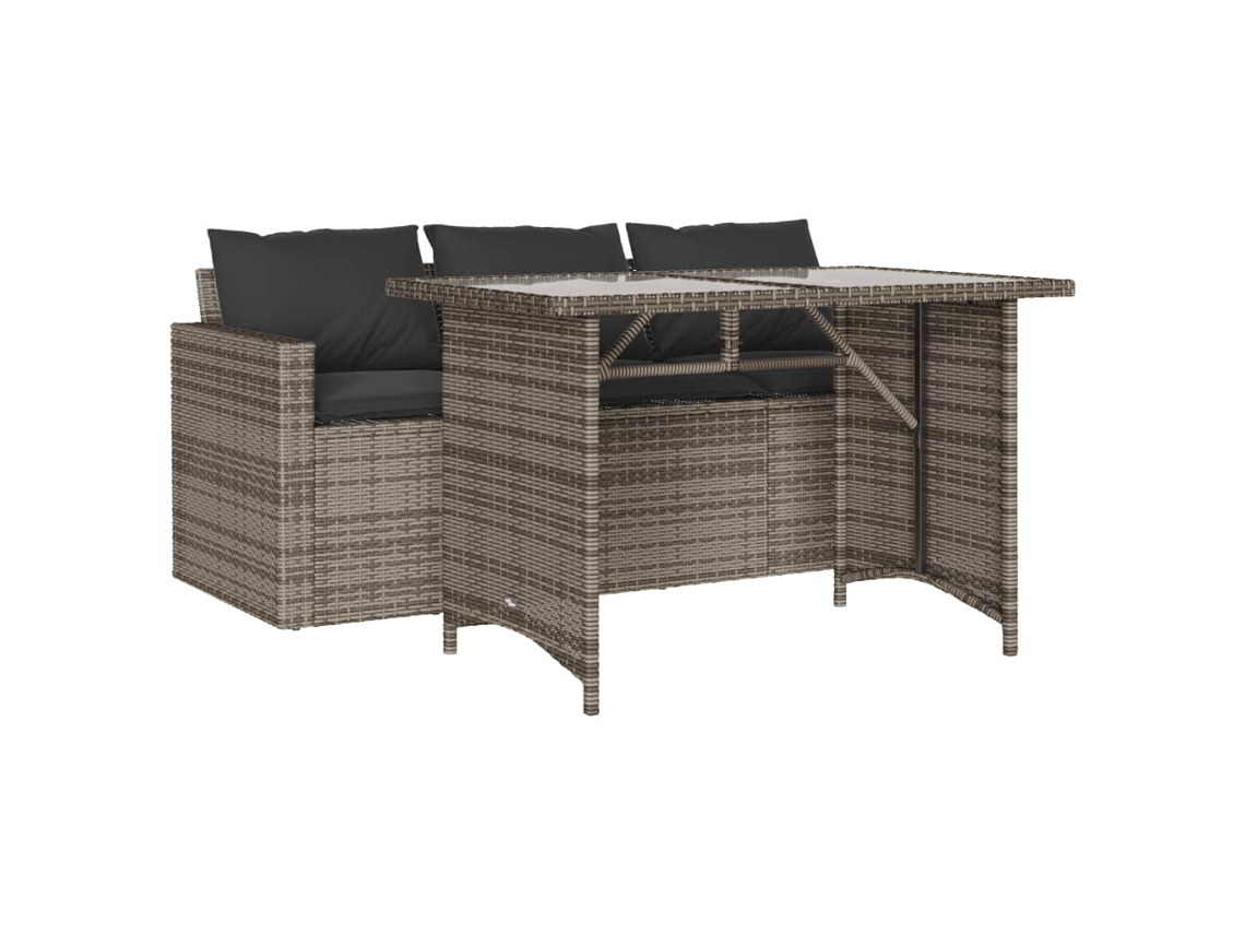 Conjunto de 2 Jantares para Jardim com Almofadões Vime Pe Cinza MAISON EXCLUSIVE