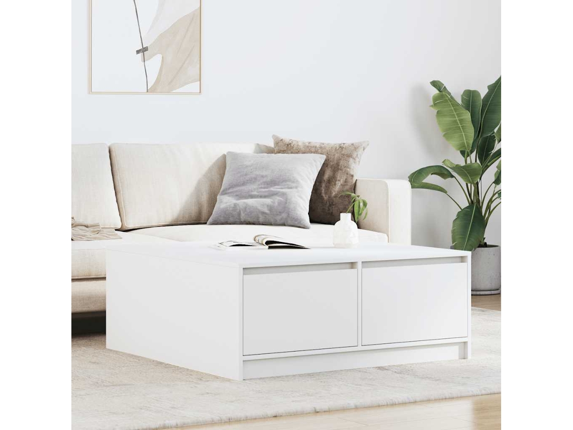 Vidaxl Mesa De Centro Com Gavetas 100x100x40 Cm Branco