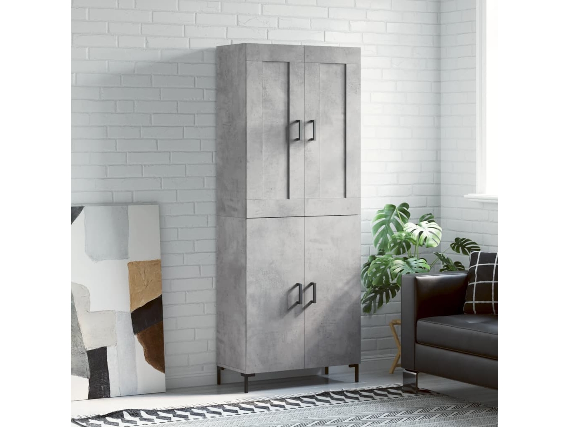 Vidaxl Armário Alto 69,5x34x180 Cm Derivados De Madeira Cinza Cimento