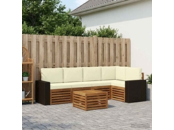 Vidaxl Conjunto De Sofá Sectional Com Almofada 6 Pcs Natural E Creme