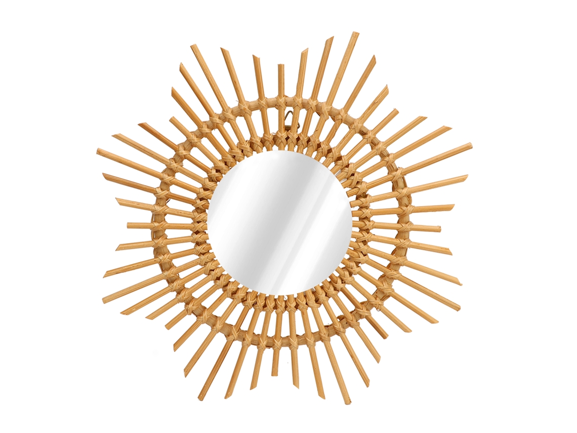 Espelho Baok em formato de estrela, feito à mão em rattan, para decoração de parede de quarto, sala de estar e corredor.