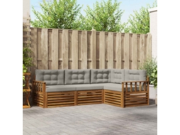 Vidaxl Conjunto De Sofás Para Exterior 4 Unid. Cinza Natural E Claro