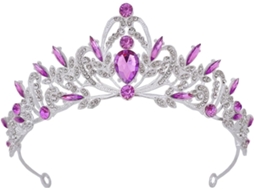 Tiara Nuobesty Para Meninas, Decorativa, Prateada E Roxa, Tamanho Único, Leve E
