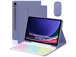 Capa de Teclado Bluetooth para Samsung Tab S9fe 11 Polegadas luz de fundo colorida com rato XIAOMOYU