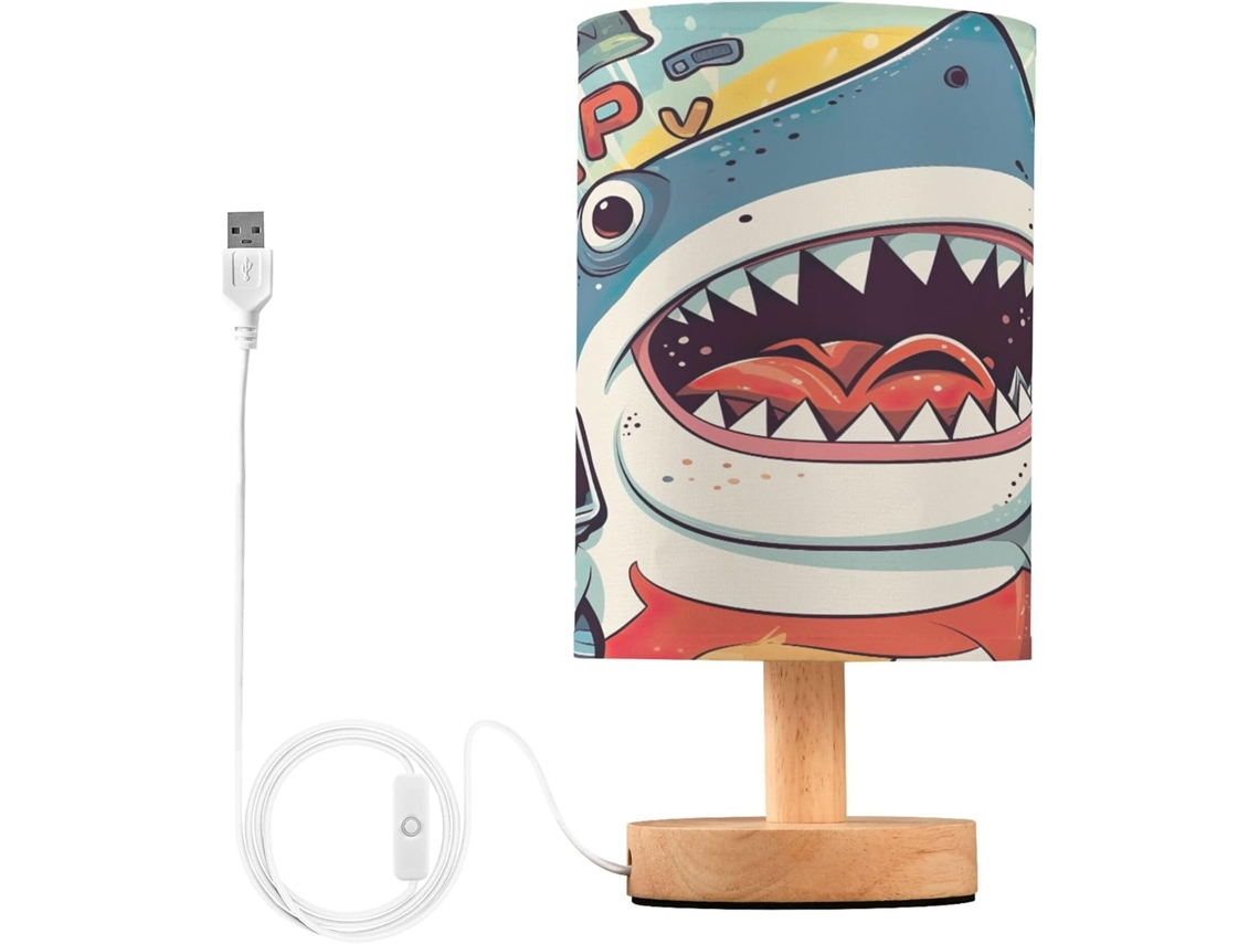 Abajur De Cabeceira Em Formato Tubarão Divertido Com Porta Usb, Sem Necessidade De Lâmpada, Luz Led Quente Para Quarto