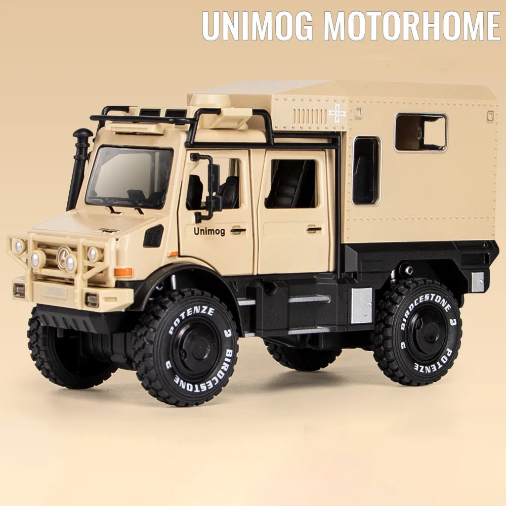(unimog Amarelo) Escala 1:28 - Miniatura De Trailer/motorhome, Um Presente Para Meninos