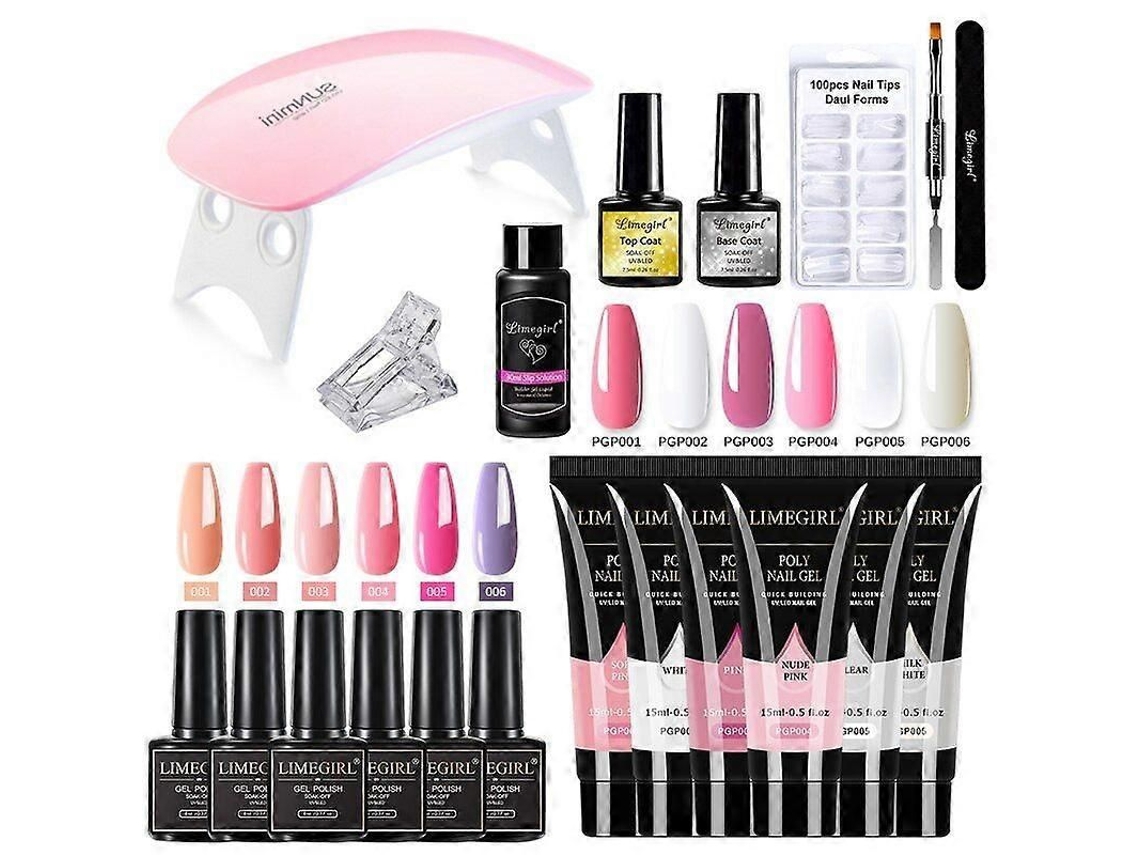 Conjunto de Unhas, Esmalte em Gel e Kit Máquina Broca Unha com Lâmpada Led Uv, Manicure GOKOCO