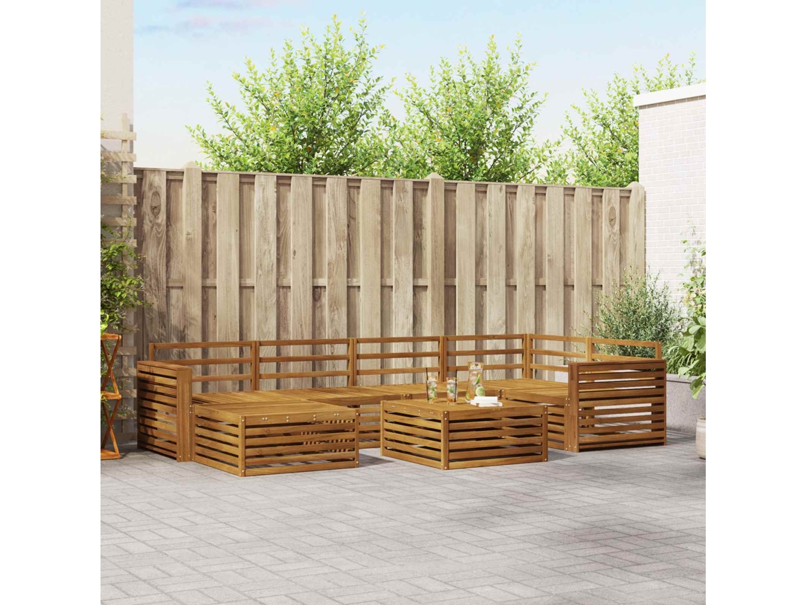 Vidaxl Conjunto De Sofás Para Exterior 7 Pcs Natural