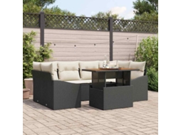 Vidaxl Conjunto De Sofá De Jardim 7 Unid. Preto E Creme