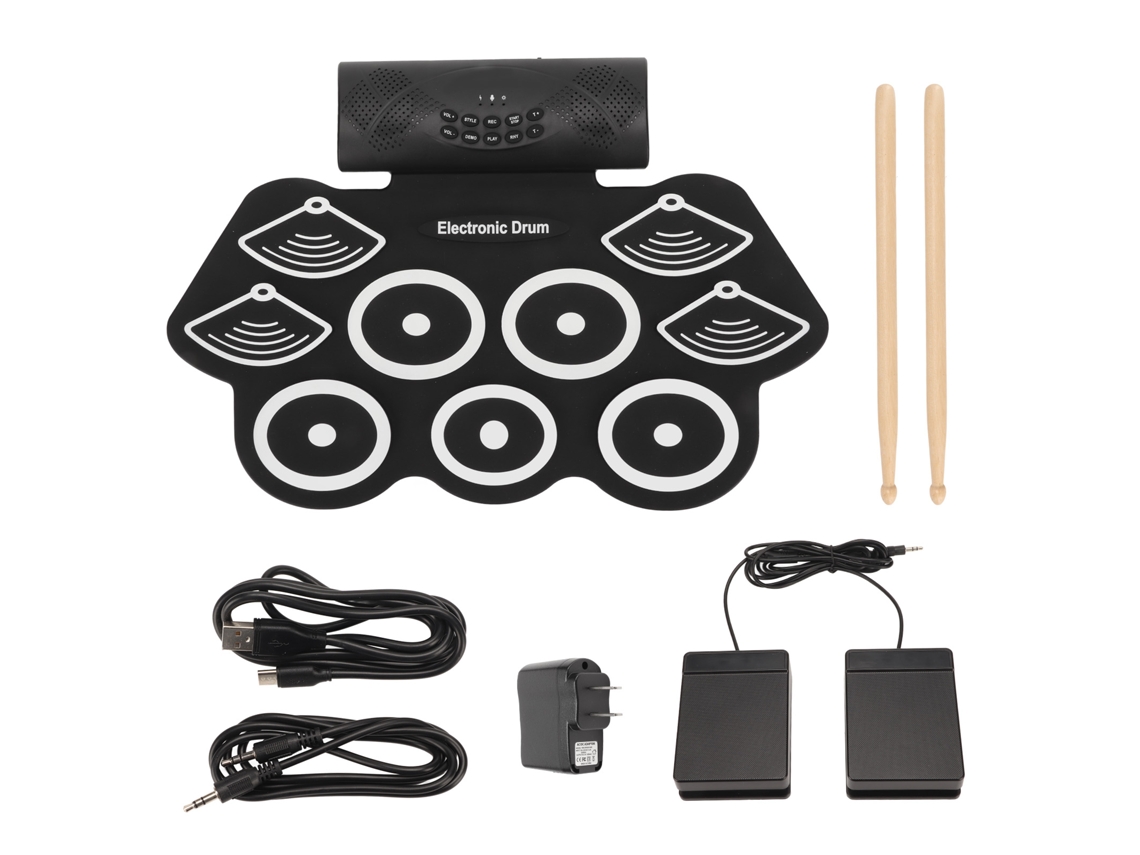 Bateria Eletrônica Portátil Com Bluetooth E Gravador