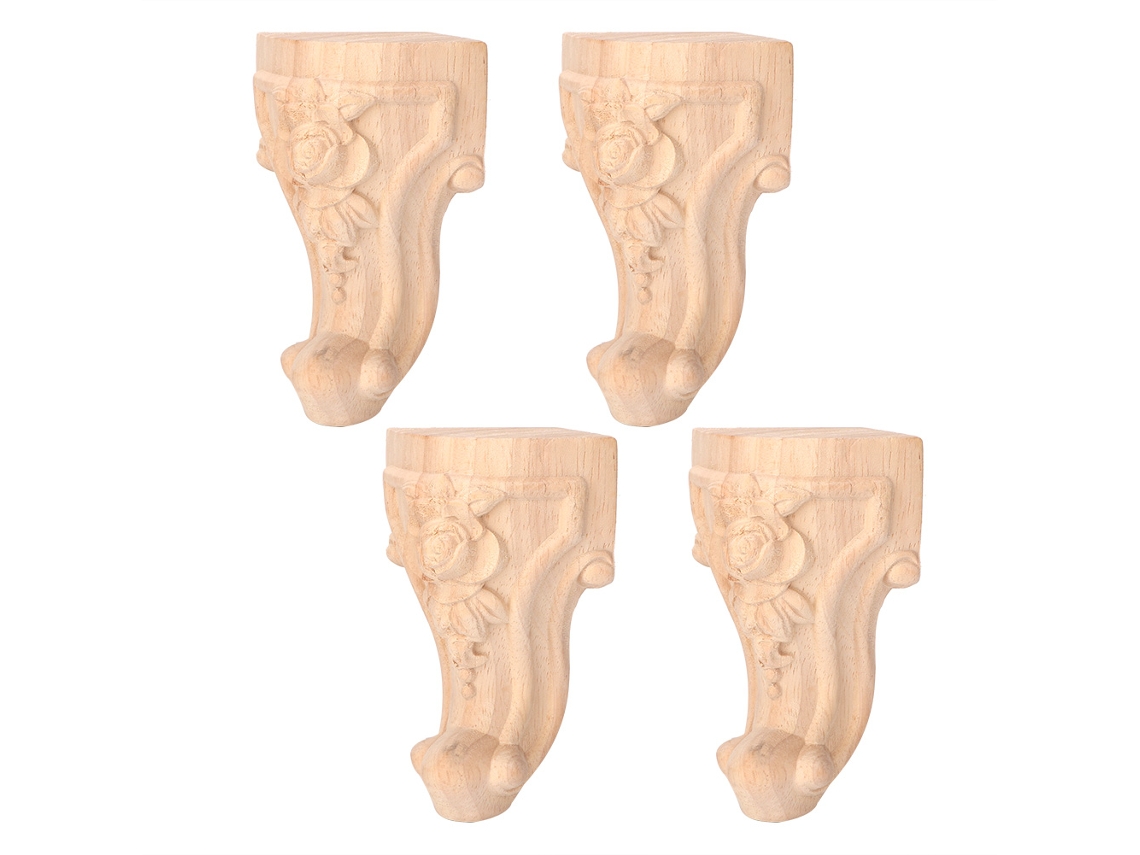 Baok-4 Peças De Pernas De Móveis Gravadas Pernas De Armário Mesa Sofá Estilo Europeu (12x6cm)