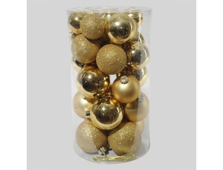 Conjunto de Enfeites de Natal EMINZA Alpine Variados Dourado - 30un (4 cm)