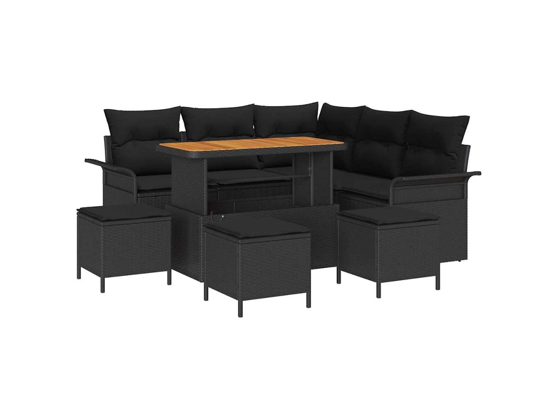 Maison Exclusive - Conjunto De Sofá De Jardim Com Almofada 9 Pcs Preto