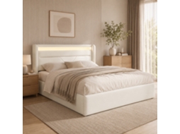 Cama Com Armazenamento Hidráulico Em Pu Branco 140x200 Cm