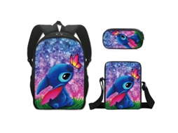 Mochila KOHREE de Estudante Stitch Conjunto de Três Peças 16 Polegadas