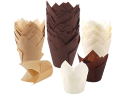 150 Forminhas De Tulipa Para Cupcake, Suportes Para Forminhas De Muffin, Embalagem Rústica Para Cupcake, Marrom, Branco E Cores Naturais Zeuxo