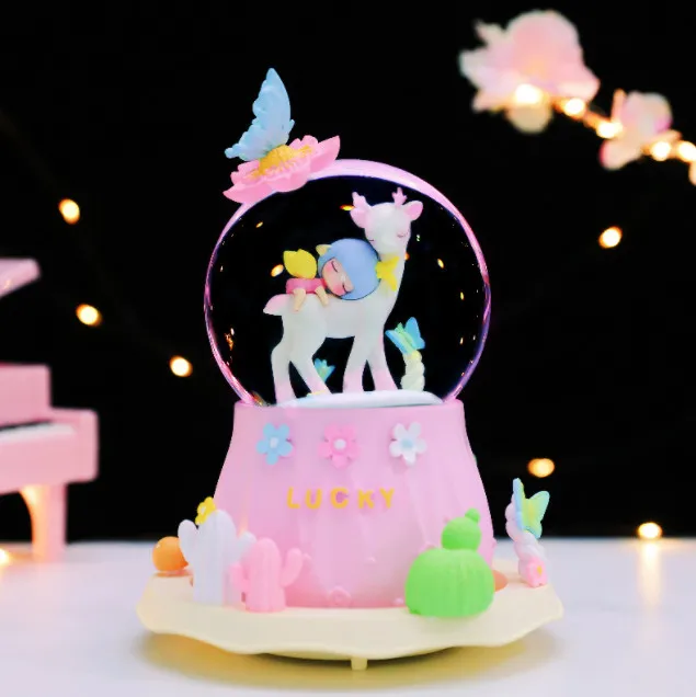 (estilo 38) Caixa De Música Em Forma De Bola De Cristal Com Luz. Presente Para O Dia Dos Namorados.