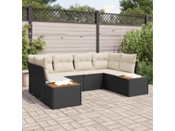Vidaxl Conjunto De Sofá De Jardim Com Almofada 6 Pcs Preto Vime Pe